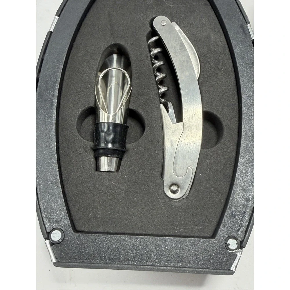 Wine Barrel Tool Set Corkscrew Stopper Pourer Drip Ring Gift Box‎